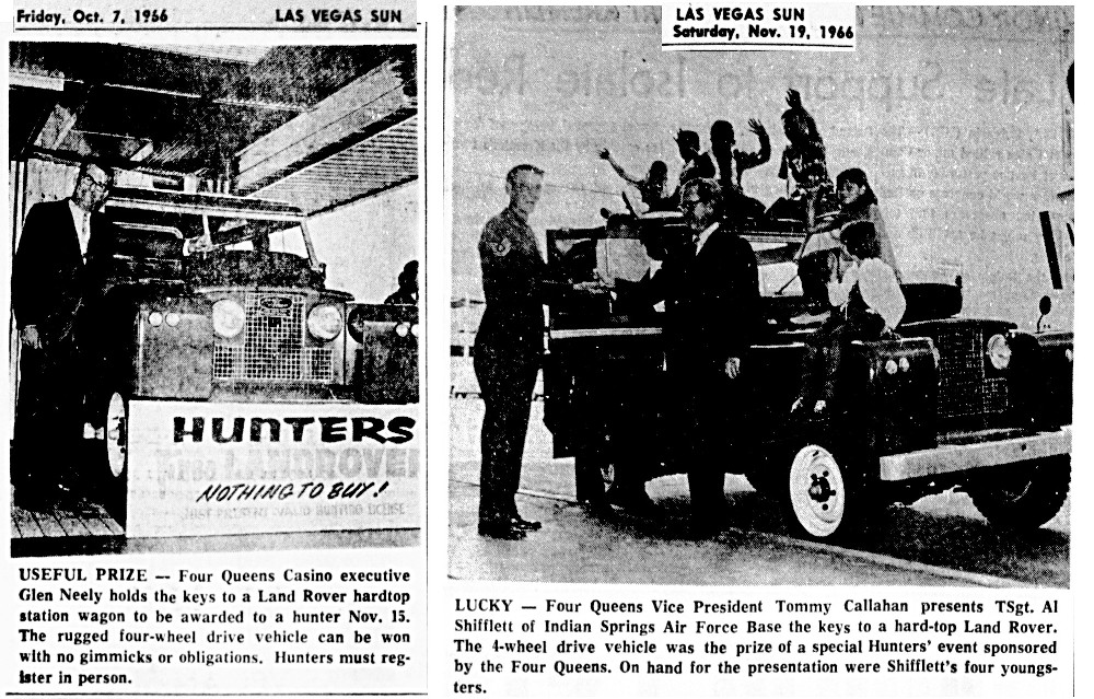 October-November 1966- The Four Queens gave away a new land Rover!